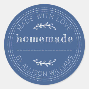 Rustic Homemade Baked Goods Classic Blue Round Sticker