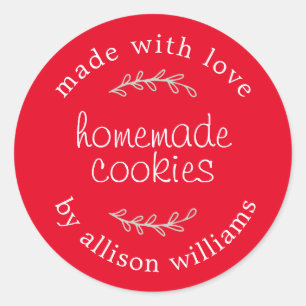 Rustic Homemade Baked Goods Cookies Red Classic Round Sticker