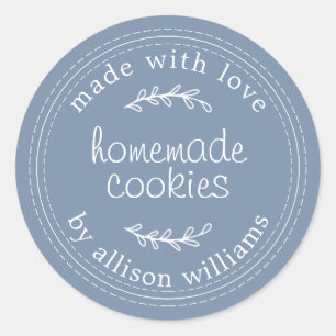 Rustic Homemade Baked Goods Cookies Vintage Blue Classic Round Sticker