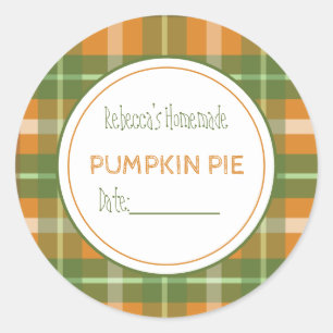 Rustic Homemade  Baked Goods Fall Autumn Plaid Classic Round Sticker