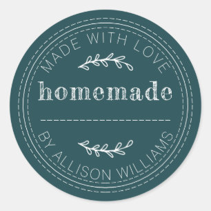 Rustic Homemade Baked Goods Jam Can Deep Teal Classic Round Sticker
