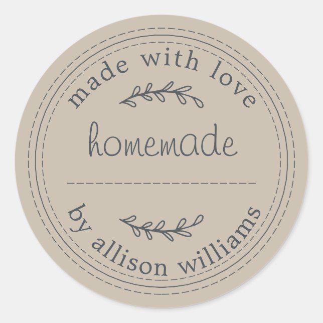 Rustic Homemade Baked Goods Jam Can Grey Classic Round Sticker (Front)