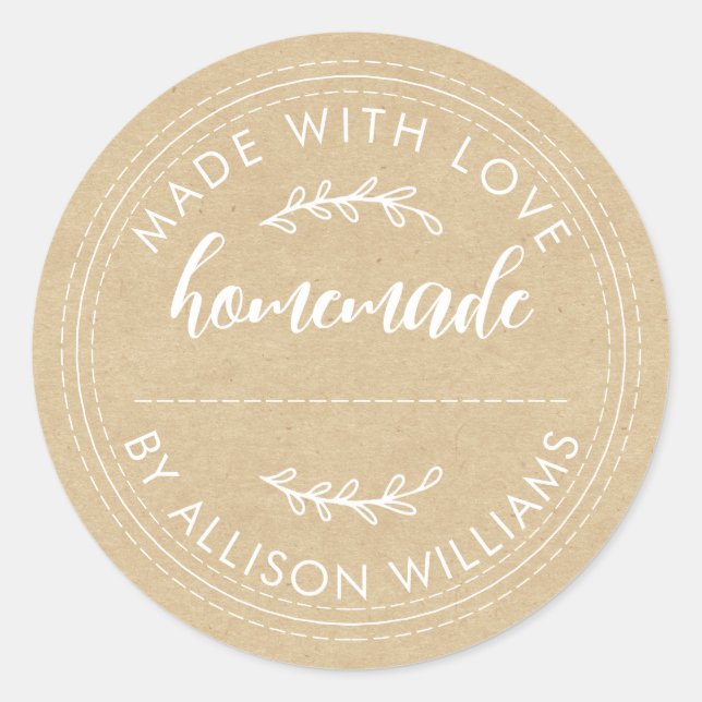 Rustic Homemade Baked Goods Jam Can Kraft Classic Round Sticker (Front)