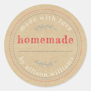 Rustic Homemade Baked Goods Jam Can Kraft Paper Classic Round Sticker