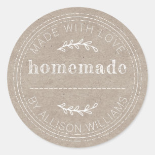 Rustic Homemade Baked Goods Jam Can Kraft Paper Classic Round Sticker