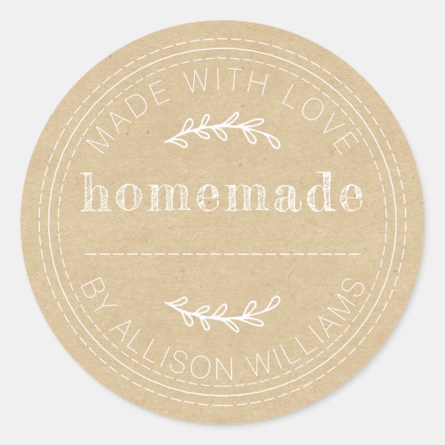 Rustic Homemade Baked Goods Jam Can Kraft Paper Classic Round Sticker (Front)