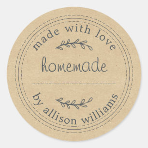 Rustic Homemade Baked Goods Jam Can Kraft Paper Classic Round Sticker