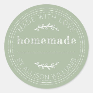 Rustic Homemade Baked Goods Jam Can Laurel Green Classic Round Sticker