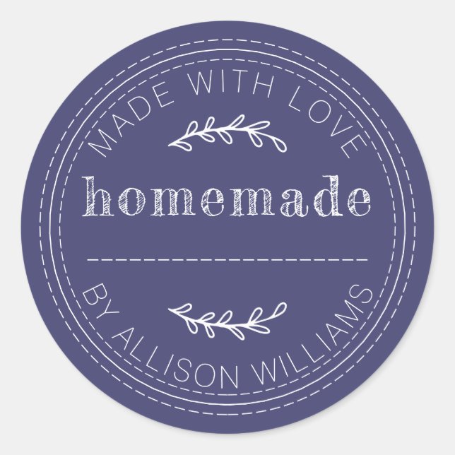 Rustic Homemade Baked Goods Jam Can Navy Blue Classic Round Sticker (Front)