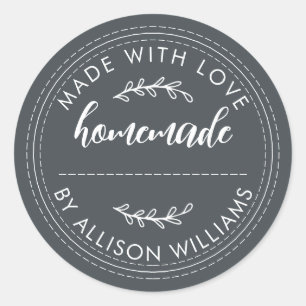 Rustic Homemade Baked Goods Jam Can Off-Black Classic Round Sticker