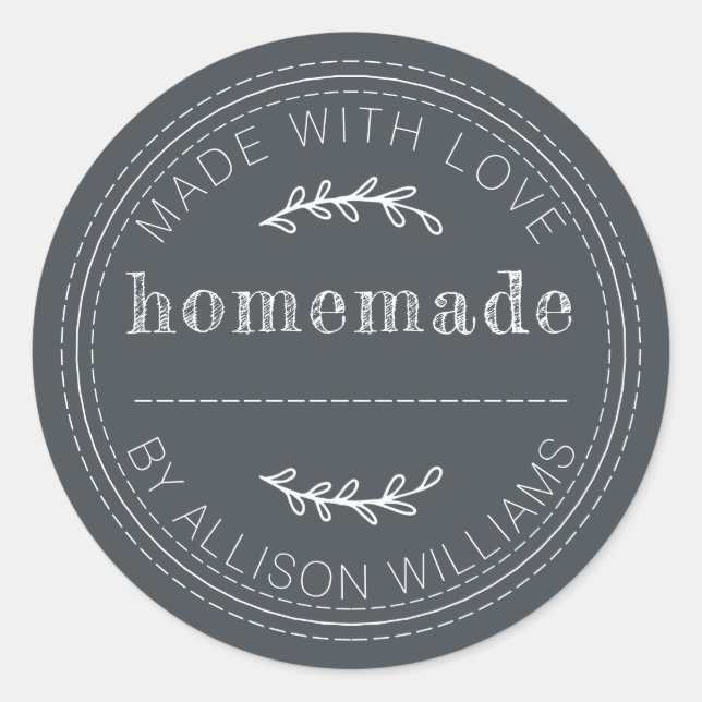 Rustic Homemade Baked Goods Jam Can Off-Black Classic Round Sticker (Front)