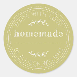 Rustic Homemade Baked Goods Jam Can Olive Green Classic Round Sticker