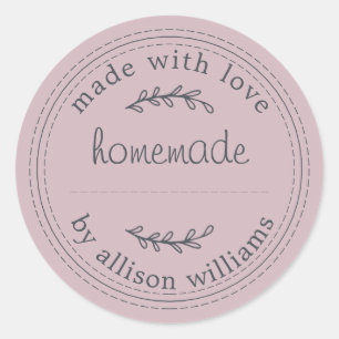 Rustic Homemade Baked Goods Jam Can Pastel Purple Classic Round Sticker