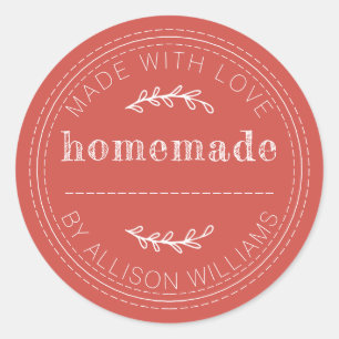 Rustic Homemade Baked Goods Jam Can Red Classic Round Sticker