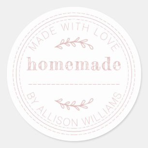 Rustic Homemade Baked Goods Jam Can Silver Pink Classic Round Sticker