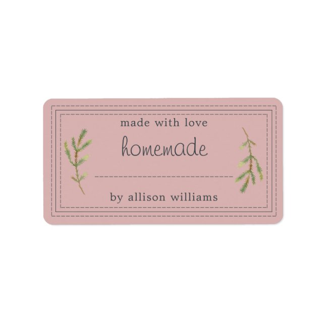 Rustic Homemade Baked Goods Jam Can Silver Pink Label (Front)