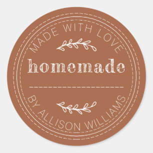 Rustic Homemade Baked Goods Jam Can TerraCotta Classic Round Sticker