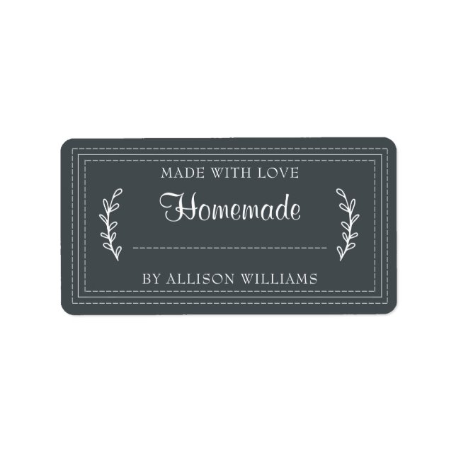 Rustic Homemade Baked Goods Jam Canning Black Label (Front)