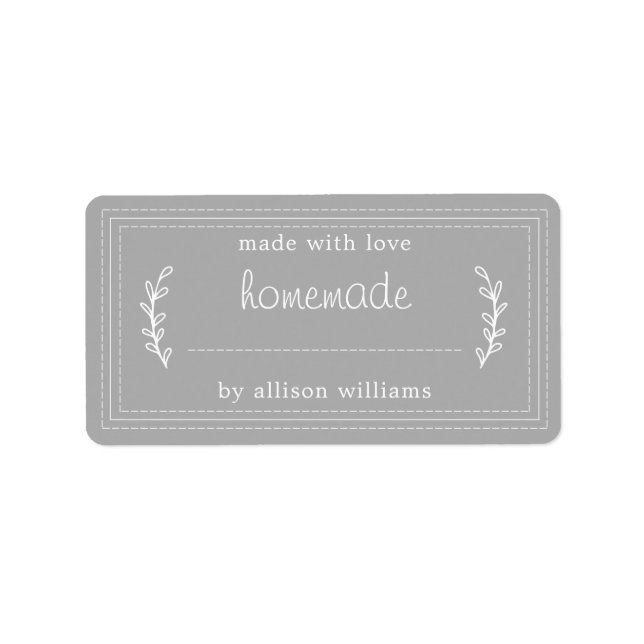 Rustic Homemade Baked Goods Jam Canning Gray Label (Front)