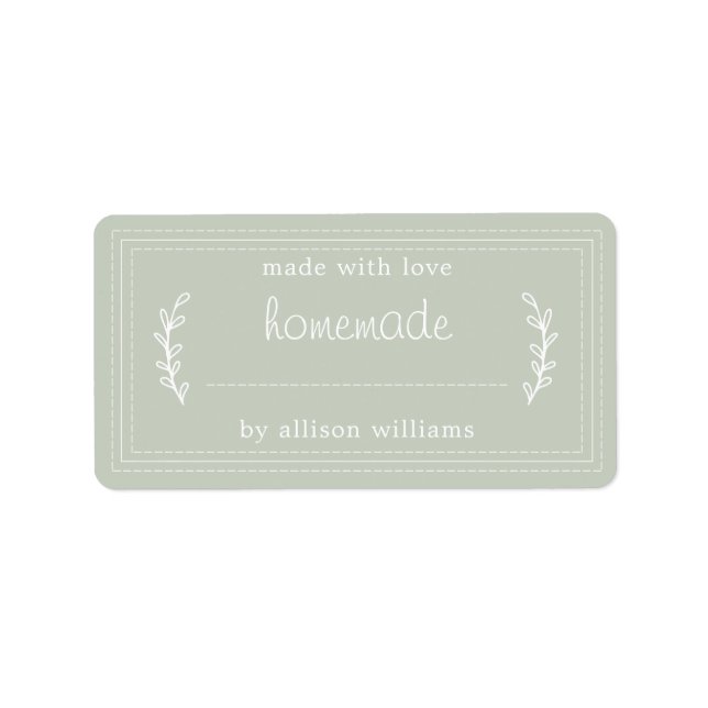 Rustic Homemade Baked Goods Jam Canning Green Label (Front)