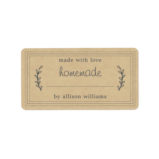 Rustic Homemade Baked Goods Jam Canning Kraft Label (Front)