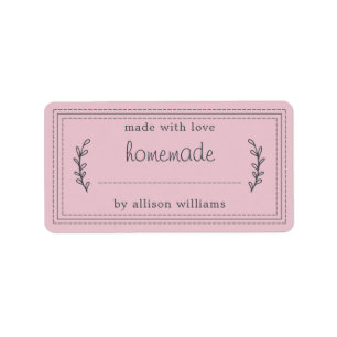Rustic Homemade Baked Goods Jam Canning Pink Label