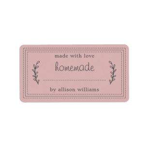 Rustic Homemade Baked Goods Jam Canning Pink Label