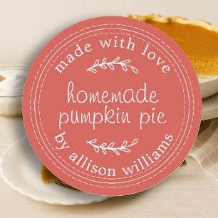 Rustic Homemade Baked Goods Pumpkin Pie Red Classic Round Sticker