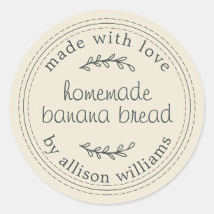 Rustic Homemade Banana Bread Antique White Classic Round Sticker