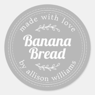 Rustic Homemade Banana Bread Grey Classic Round Sticker