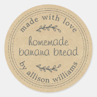 Rustic Homemade Banana Bread Kraft Paper