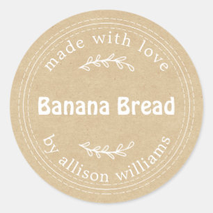 Rustic Homemade Banana Bread Kraft Paper Classic Round Sticker