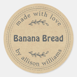 Rustic Homemade Banana Bread Kraft Paper Classic Round Sticker