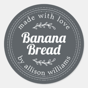 Rustic Homemade Banana Bread Off-Black Classic Round Sticker