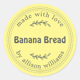 Rustic Homemade Banana Bread Yellow Classic Round Sticker