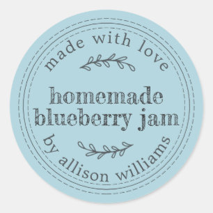 Rustic Homemade Blueberry Jam Canning Blue Classic Round Sticker