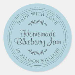 Rustic Homemade Blueberry Jam Canning Blue Glow Classic Round Sticker
