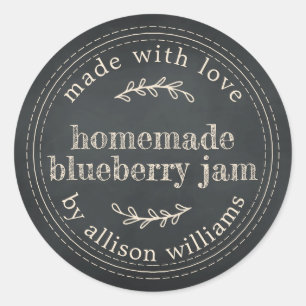 Rustic Homemade Blueberry Jam Canning Chalkboard Classic Round Sticker