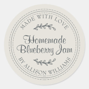 Rustic Homemade Blueberry Jam Canning Grey Classic Round Sticker