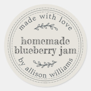 Rustic Homemade Blueberry Jam Canning Light Grey Classic Round Sticker