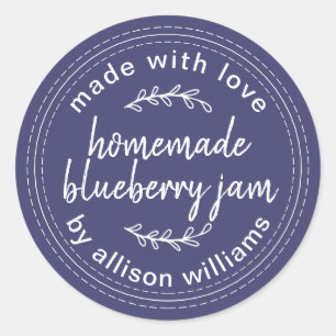Rustic Homemade Blueberry Jam Canning Navy Blue Classic Round Sticker
