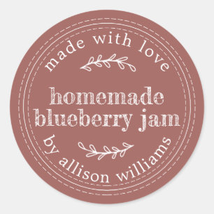 Rustic Homemade Blueberry Jam Canning Purple Classic Round Sticker