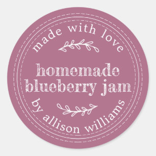 Rustic Homemade Blueberry Jam Canning Purple Classic Round Sticker