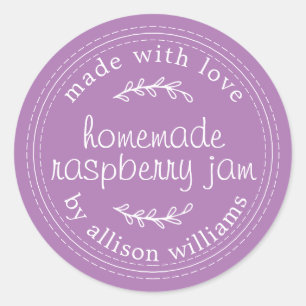 Rustic Homemade Blueberry Jam Canning Purple Jar Classic Round Sticker