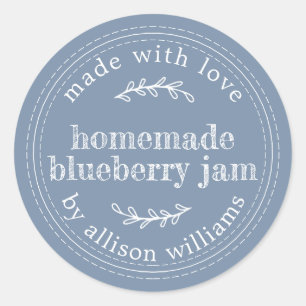 Rustic Homemade Blueberry Jam Canning Vintage Blue Classic Round Sticker
