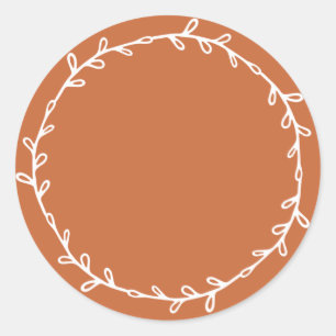 Rustic Homemade Burnt Orange Write On Classic Round Sticker