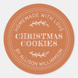 Rustic Homemade Christmas Cookies Burnt Orange Classic Round Sticker