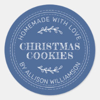 Rustic Homemade Christmas Cookies Classic Blue