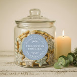 Rustic Homemade Christmas Cookies Dusty Blue Classic Round Sticker<br><div class="desc">Rustic and modern homemade baked goods sticker with the text homemade with love, christmas cookies and your name in modern typography on a dusty blue background. Simply add your name and the product name to the label. Exclusively designed for you by Happy Dolphin Studio. If you need any help or...</div>