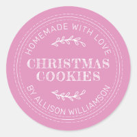 Rustic Homemade Christmas Cookies Fuchsia Pink